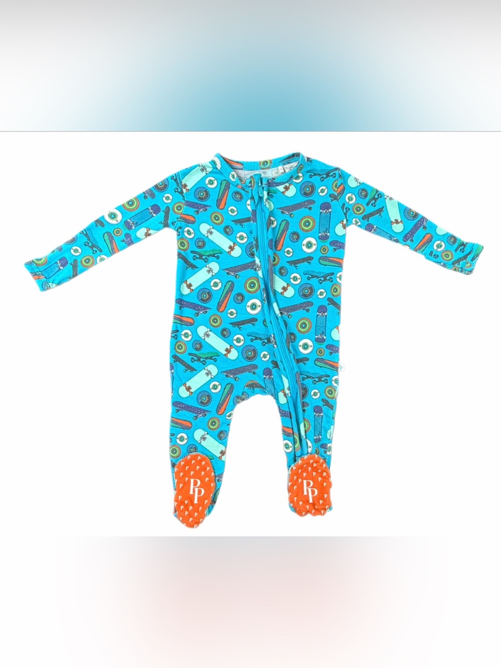 POSH PEANUT Baby Boy Bamboo Skateboard Footie - 0-3M